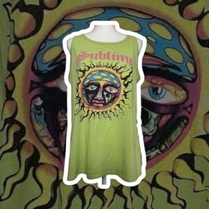 Sublime Sun Face Graphic‎ Tank Top Lime Green Women's Size 1